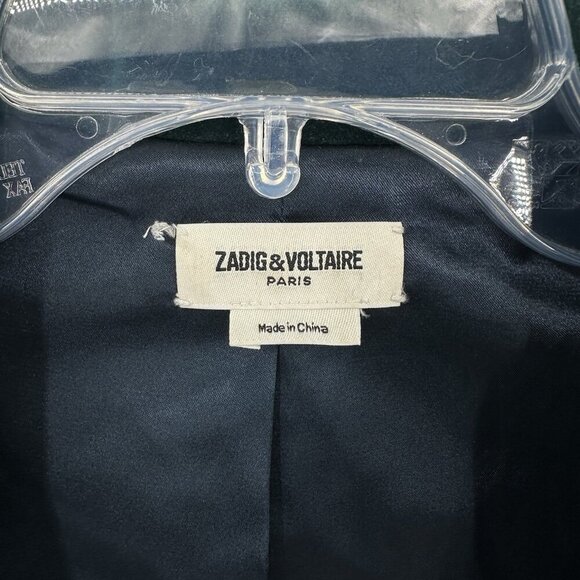 ZADIG & VOLTAIRE volly blazer emerald green velvet open front holiday trendy S - Picture 8 of 9